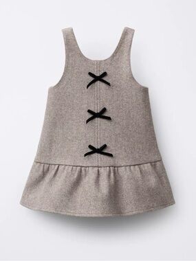 ZARA Baby Girl Toddler Velvet Bow Pinafore Dress Sz 3T NWT